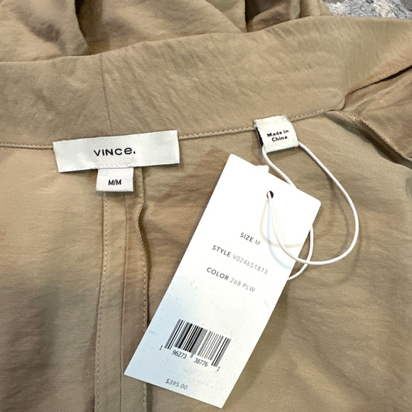 NWT Vince‎ Women's Draped Neck Midi Wrap Dress in Pale Wheat Sleeveless Medium - Picture 6 of 9